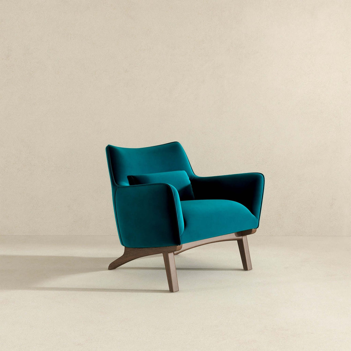 Brayden Mid Century Modern Turquoise Velvet Armchair Harwin Furniture