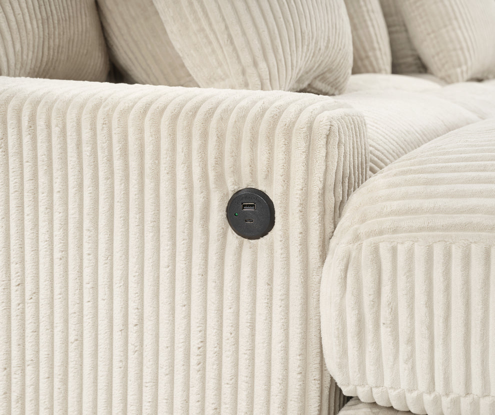 Azura Cream Corduroy Fabric Sectional S551