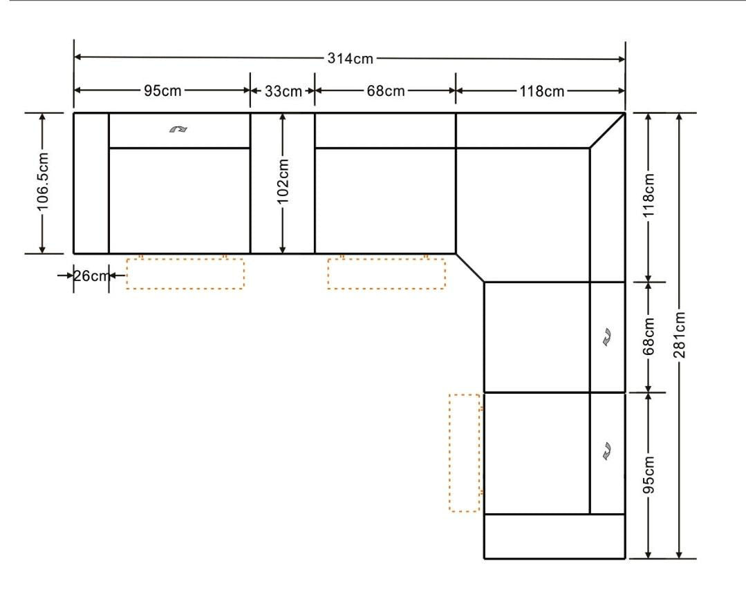 Franco Blue 6pc 2-POWER Reclining Sectional MI-1122