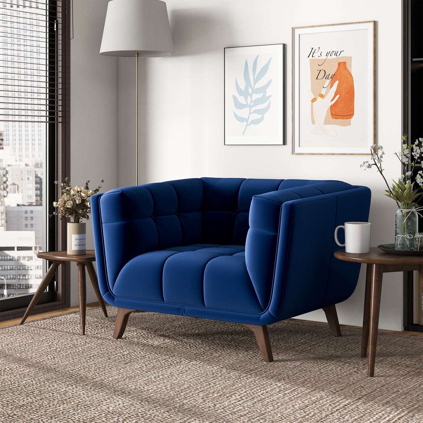 Addison Dark Blue Velvet Lounge Chair – Harwin Furniture
