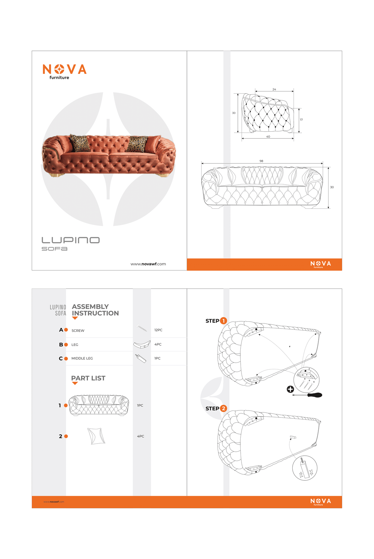 Lupino Black Velvet Living Room Set