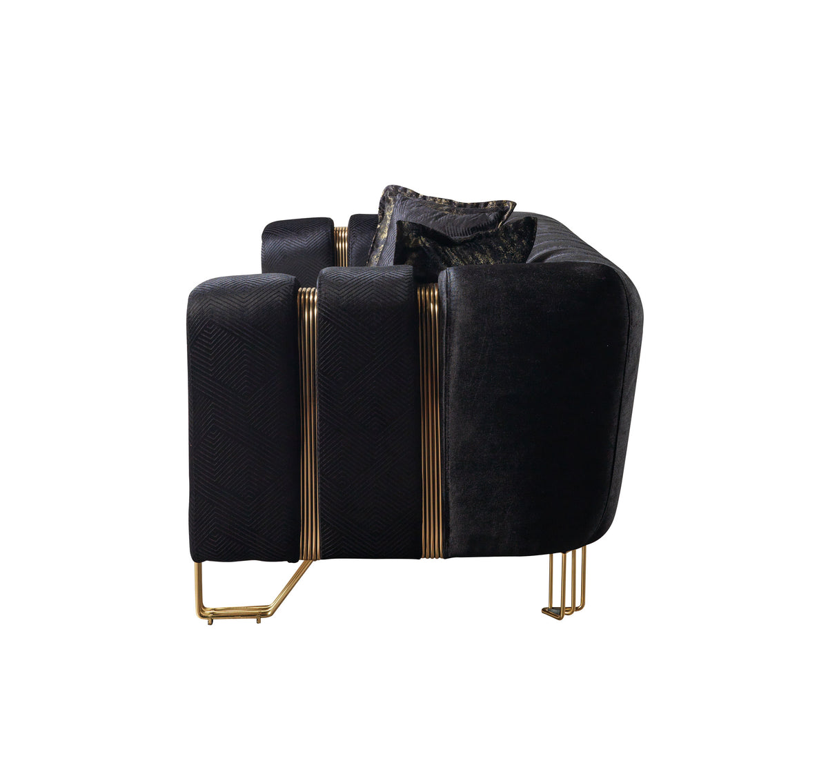 Santana Black Velvet Living Room Set