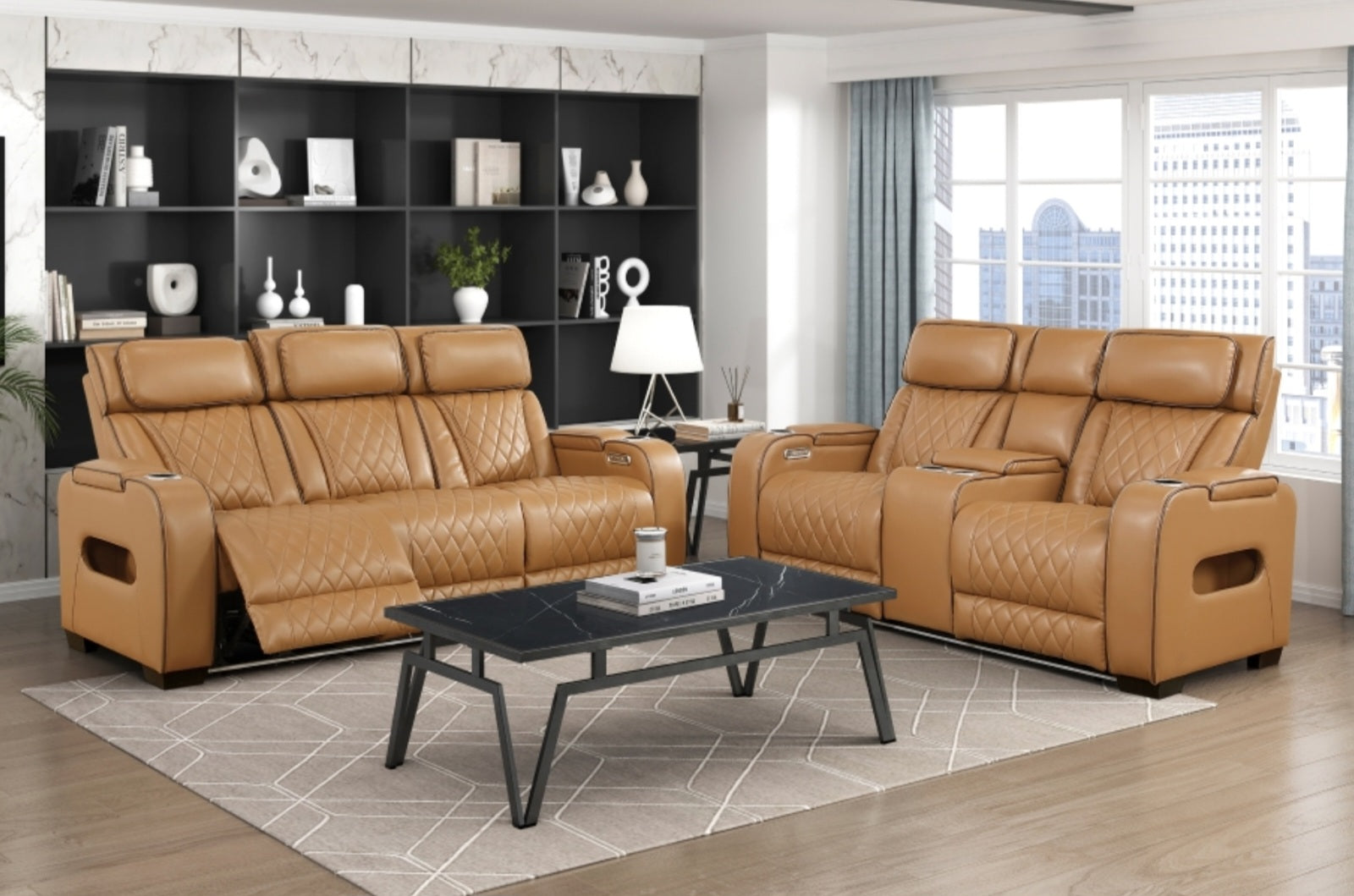 Fairway Brown POWER/LED Reclining Set 9516 – Harwin Furniture