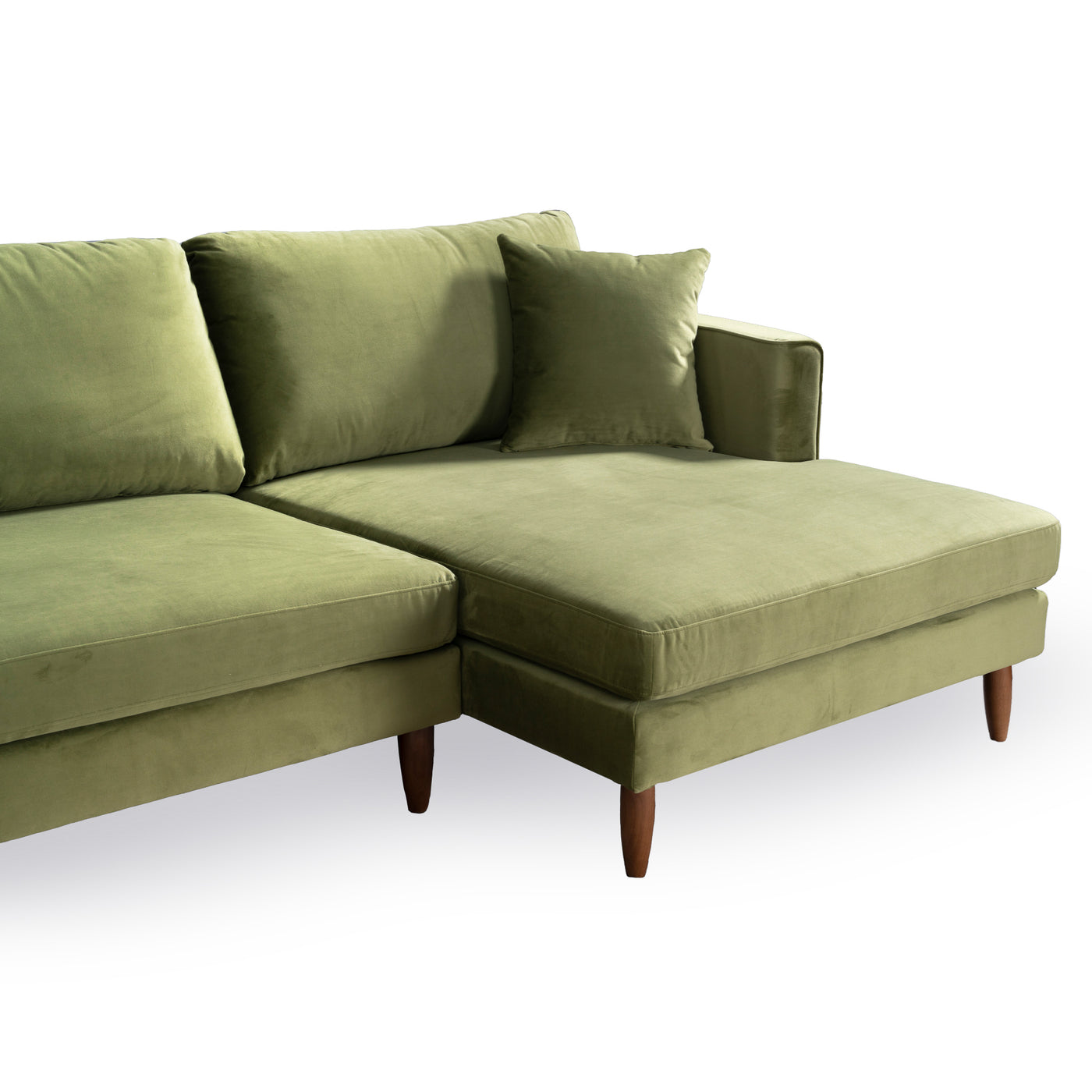 Blake 107" L-Shaped Olive Green Velvet Sectional Sofa Right Facing