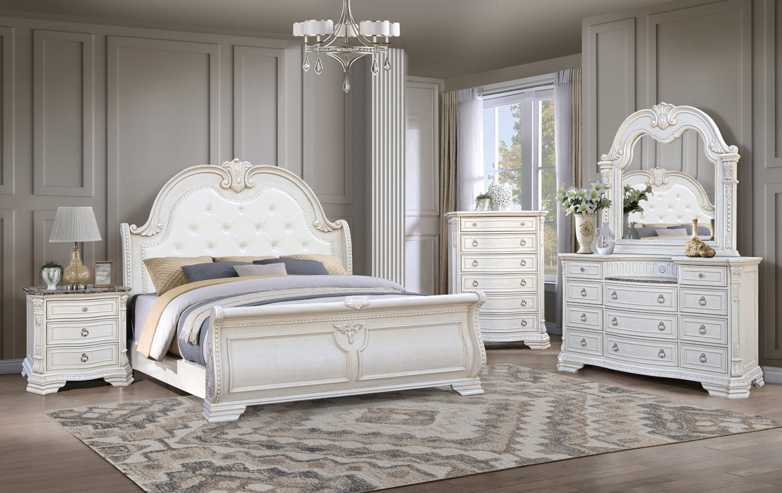 Antique White Panel Bedroom Set B3020 Antique White Panel Bedroom Set B3020