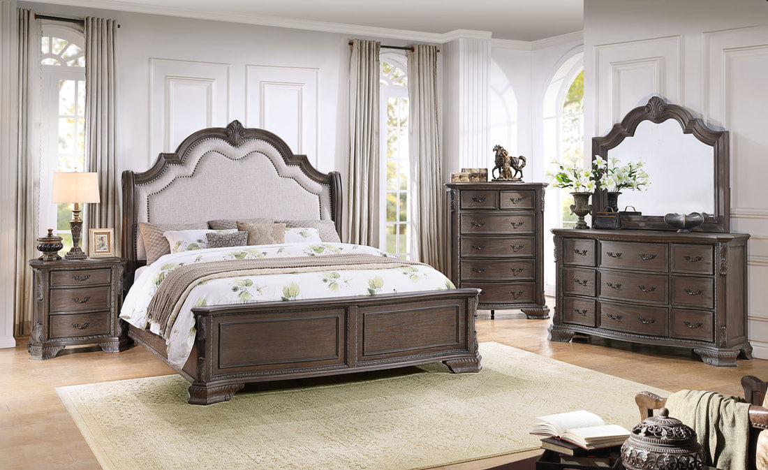B4000 Antique Grey Panel Bedroom Set Harwin Furniture