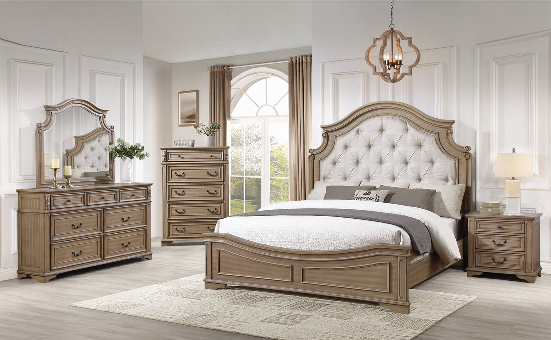 B6030 Antique Light Brown Panel Bedroom Set – Harwin Furniture