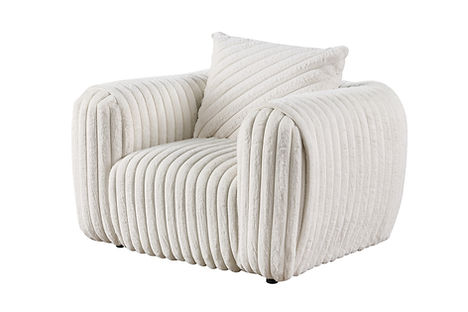 Eli White Stripe Fabric Sofa and Loveseat S8809