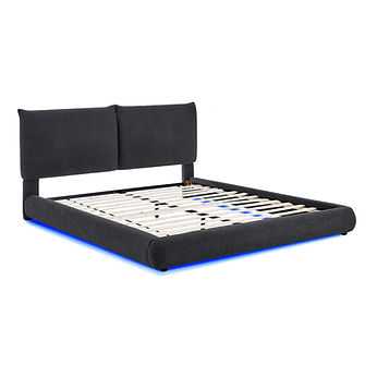 Zima Grey Fabric LED King Platform Bed B200