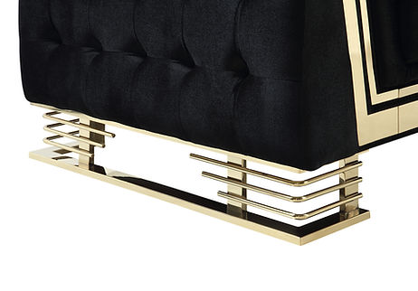 Ashton Black/Gold Velvet Sofa and Loveseat S4040