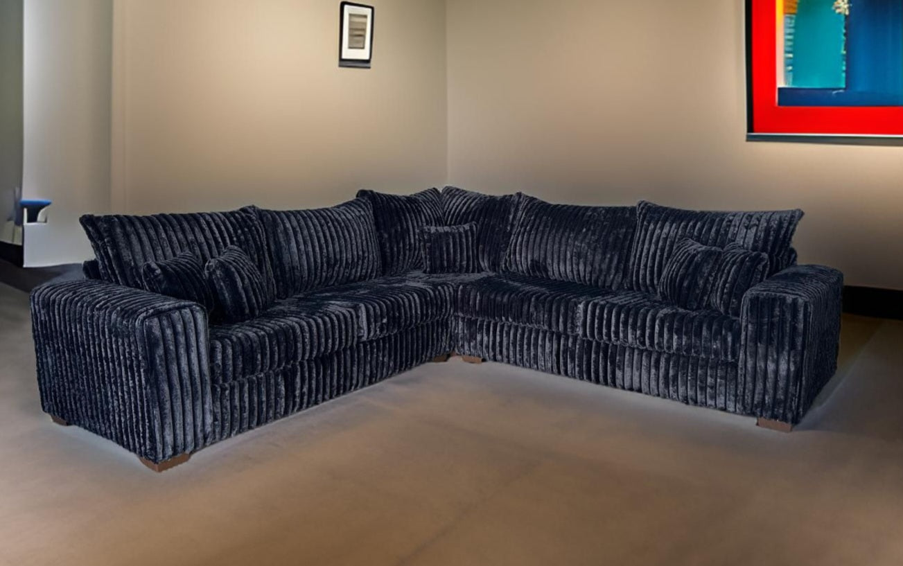Noah Black Thic Soft Corduroy Sectional S345 – Harwin Furniture