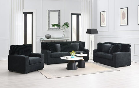 Tarra Black Fabric 3pc Living Room Set S1800