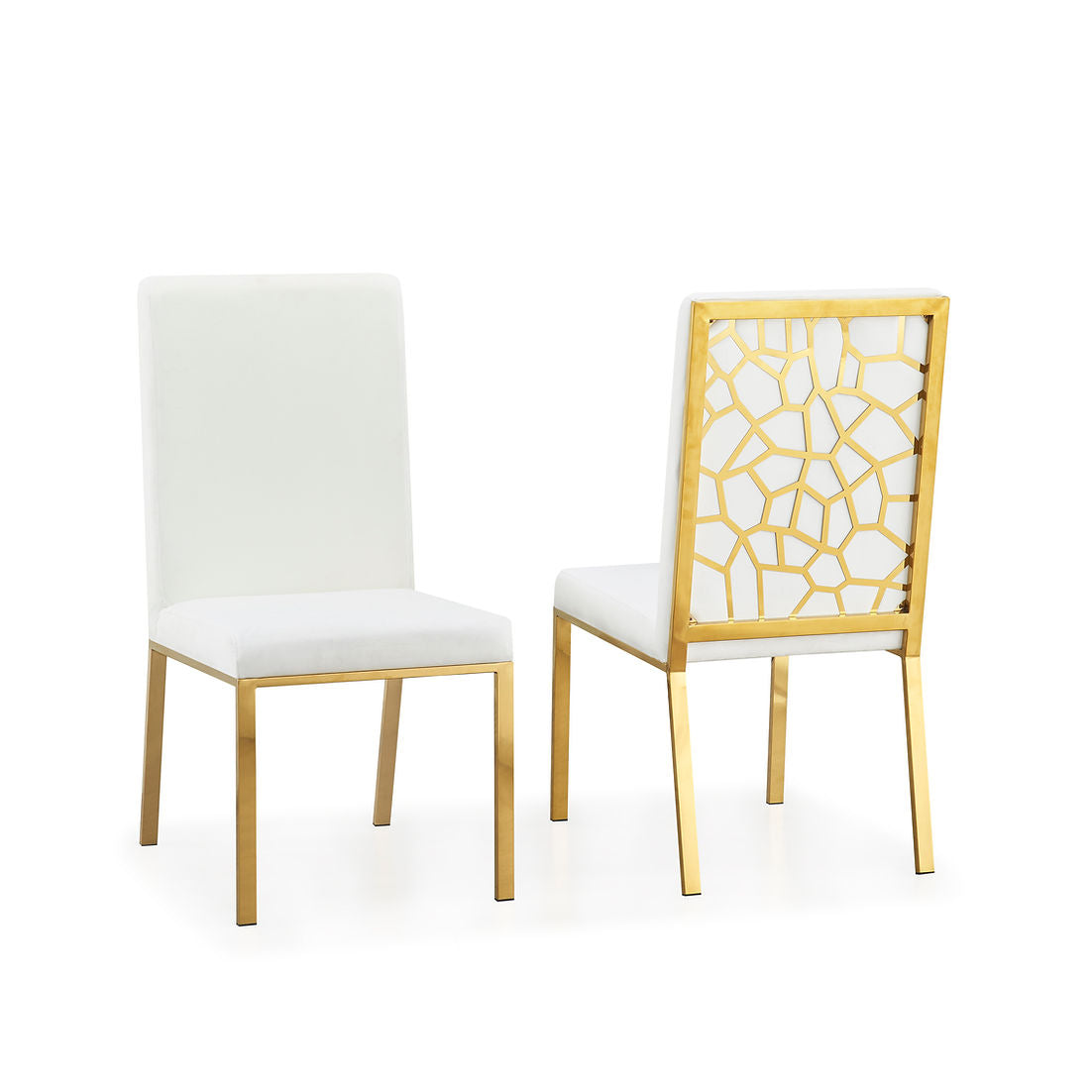 Mimi White Velvet/Gold Chair D128