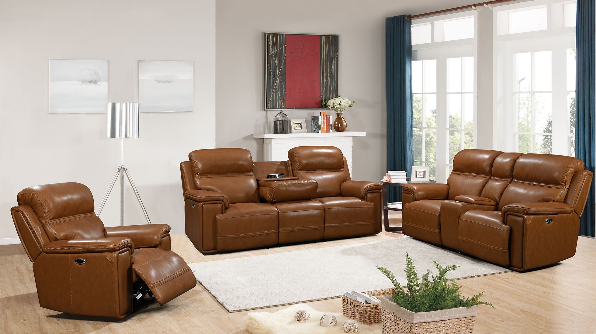 El Paso Brown POWER/LEATHER 3pc Reclining Set S7275 – Harwin Furniture