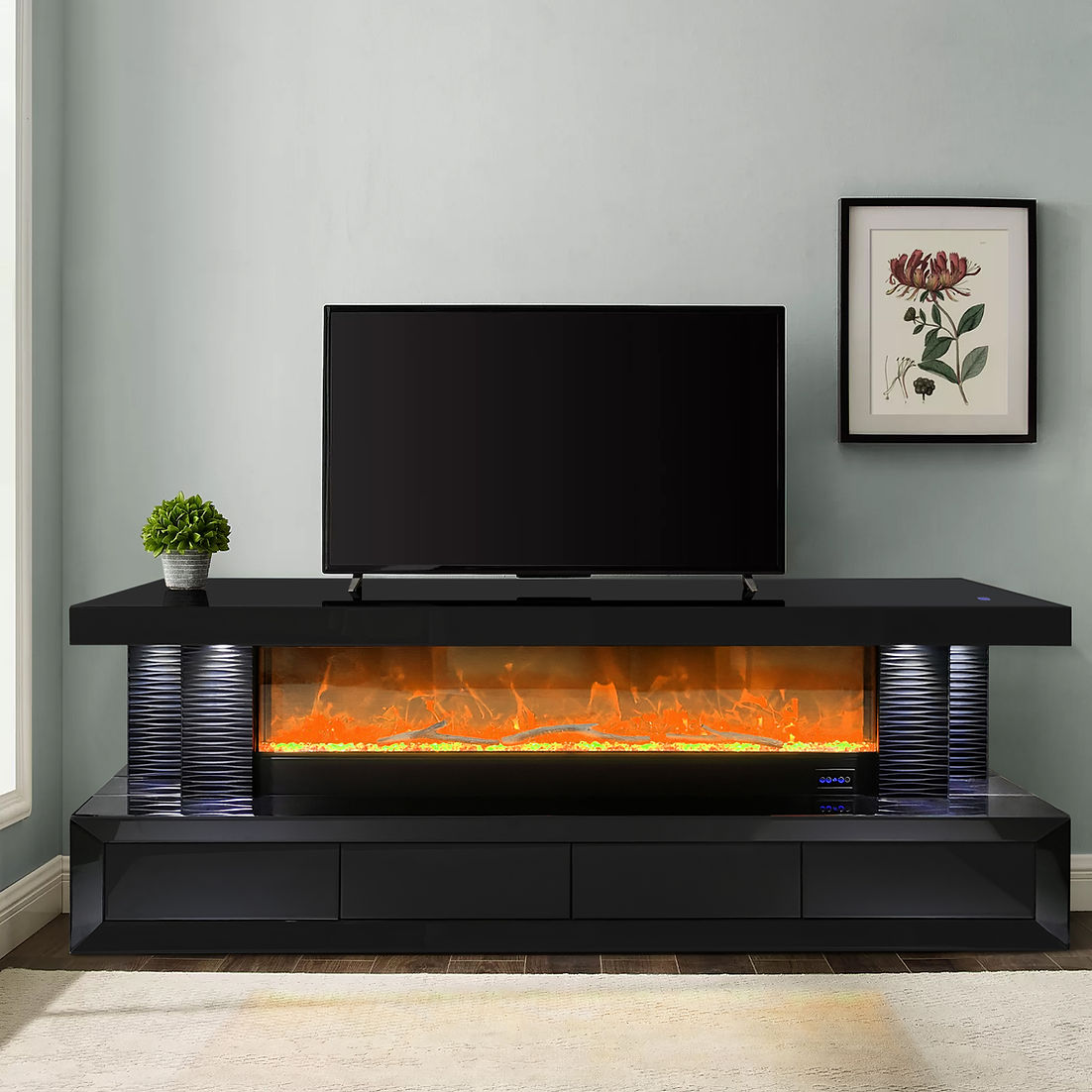 A-TV2 Havana LED/BLUETOOTH FIREPLACE TV STAND – Harwin Furniture, image size:1102x1102