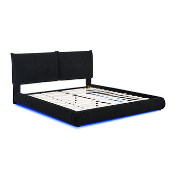 Zima Black Fabric LED King Platform Bed B200