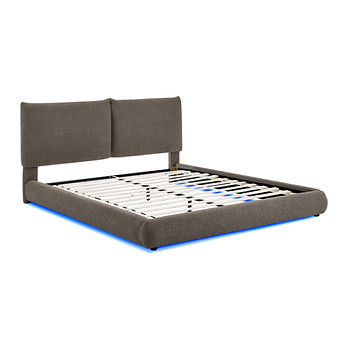 Zima Brown Fabric LED King Platform Bed B200