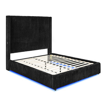 Belinda Black Fabric King LED Platform Bed B300