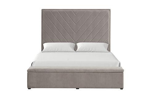 Grey Velvet Queen Bed B8012