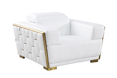 Hexor White Italian Leather Sofa and Loveseat MI-1245