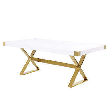 Adel White/Gold Dining Room Table D900-T