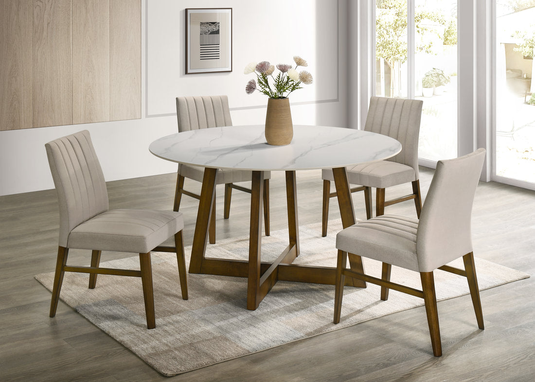 Enzo20 Dark Oak Dining Table + 4 Chair Set