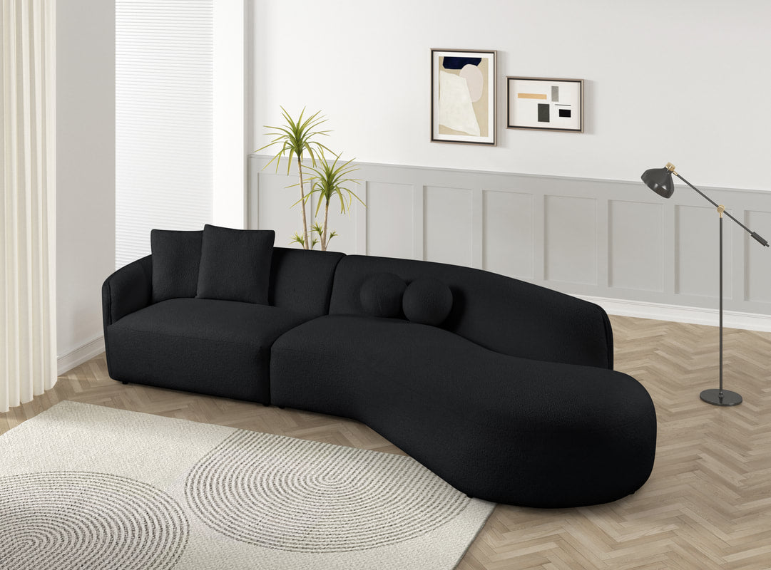 Mia Black Fabric Sectional