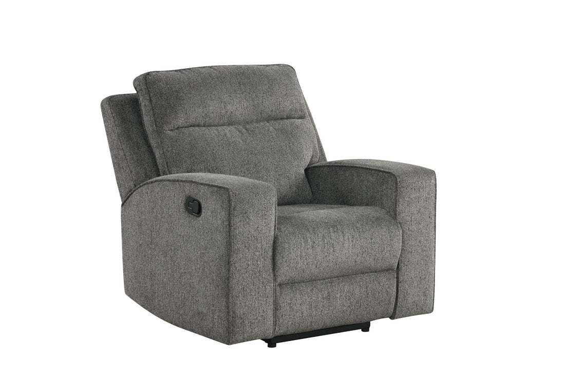 Hudson Dark Grey Thick Chenille Fabric 3pc Reclining Set