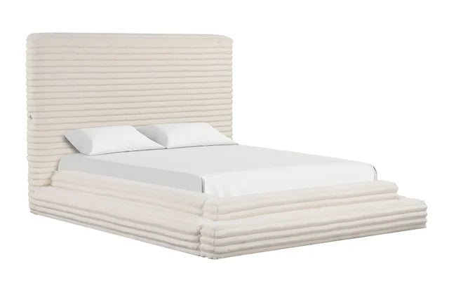 Mariah Beige Fabric Queen Platform Bed