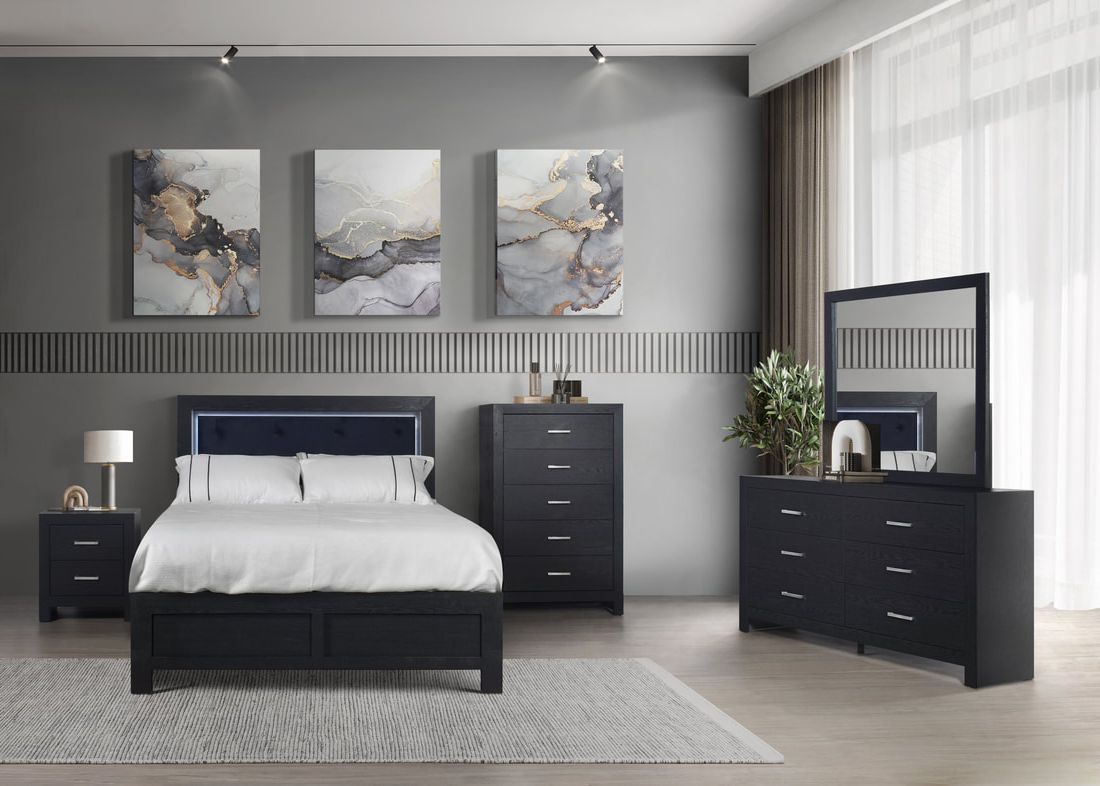 Moonlight Black LED Bedroom Set