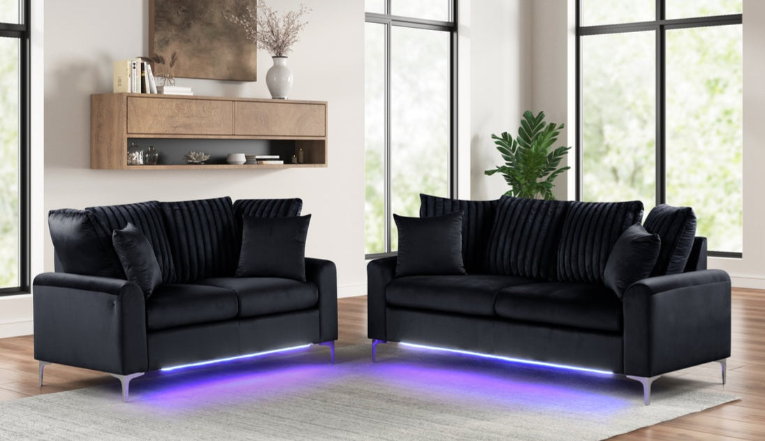 Celina Black LED Sofa & Loveseat