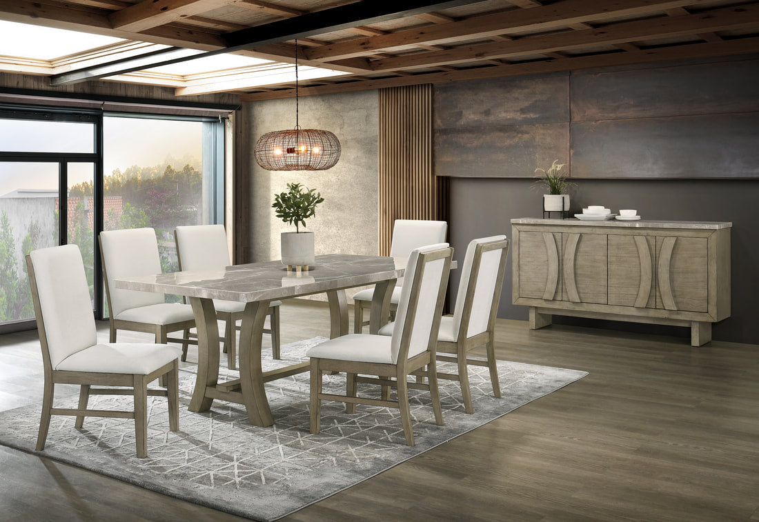 Rococo GENUINE MARBLE 7pc Dining Room Set