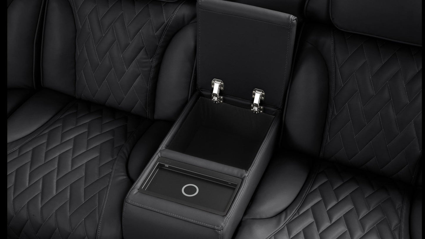 Skyline Black POWER/LED/BLUETOOTH SPEAKERS Reclining Sectional (Power Headrests)