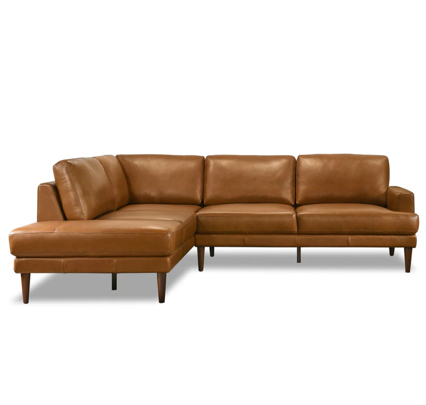 Corbin Left-Facing Tan Genuine Leather Sectional