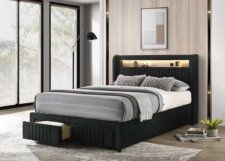 Cupid Black Fabric Twin Platform Bed