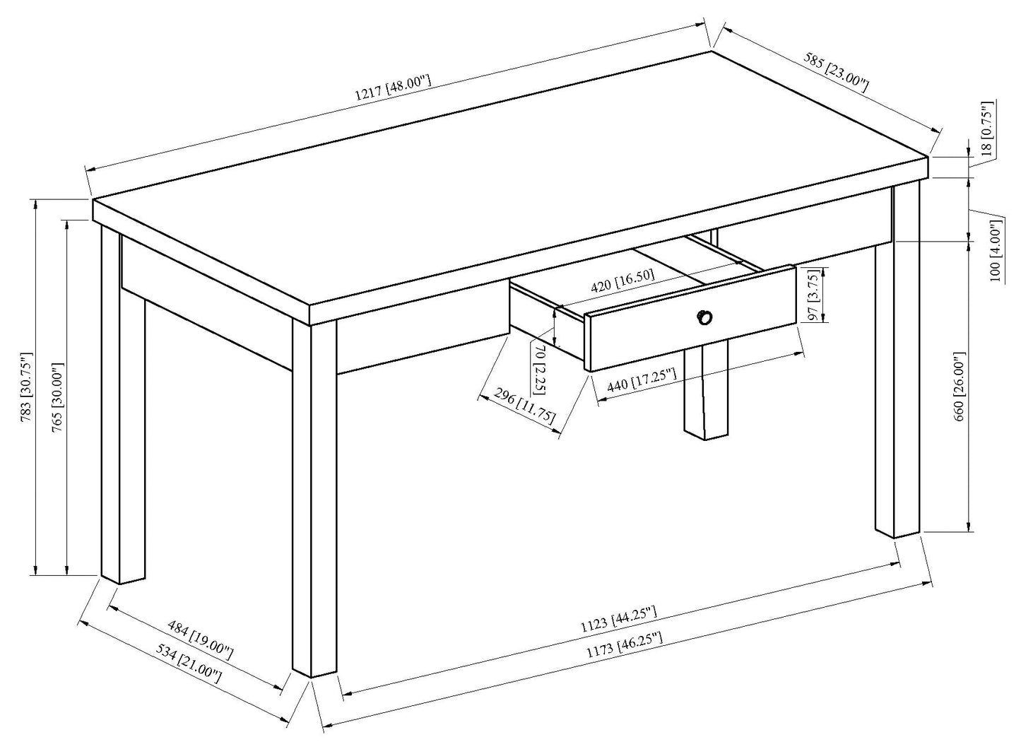 Rylee Black Faux Marble Top Office Desk 4950