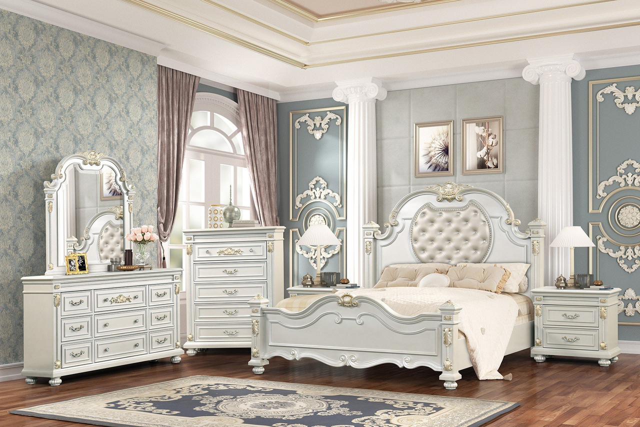 Cosmos Furniture Destiny Pearl White 5pc Bedroom Set with Queen Bed Cosmos Furniture Destiny Pearl White 5pc Bedroom Set with Queen Bed