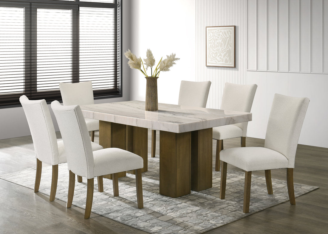 Capri10 GENUINE MARBLE Table & 6-Chairs