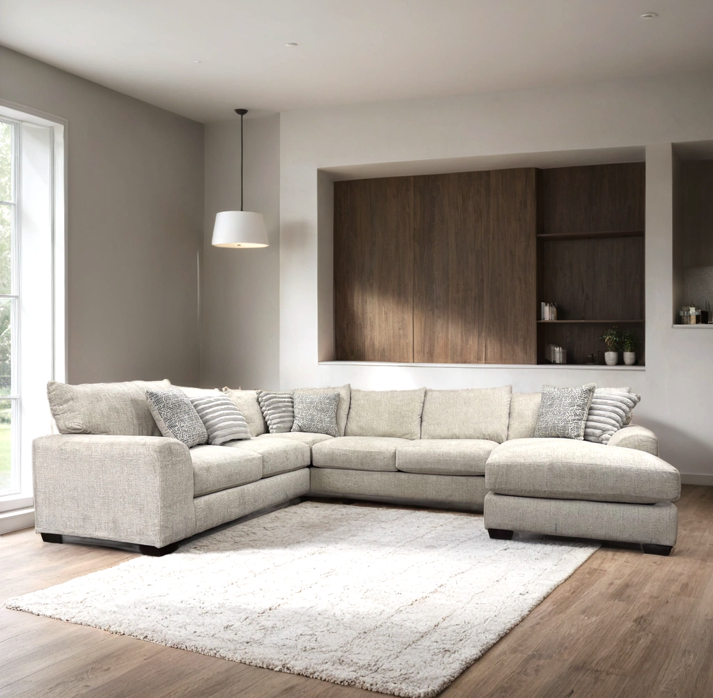 Cream Fabric OVERSIZED Sectional 8600