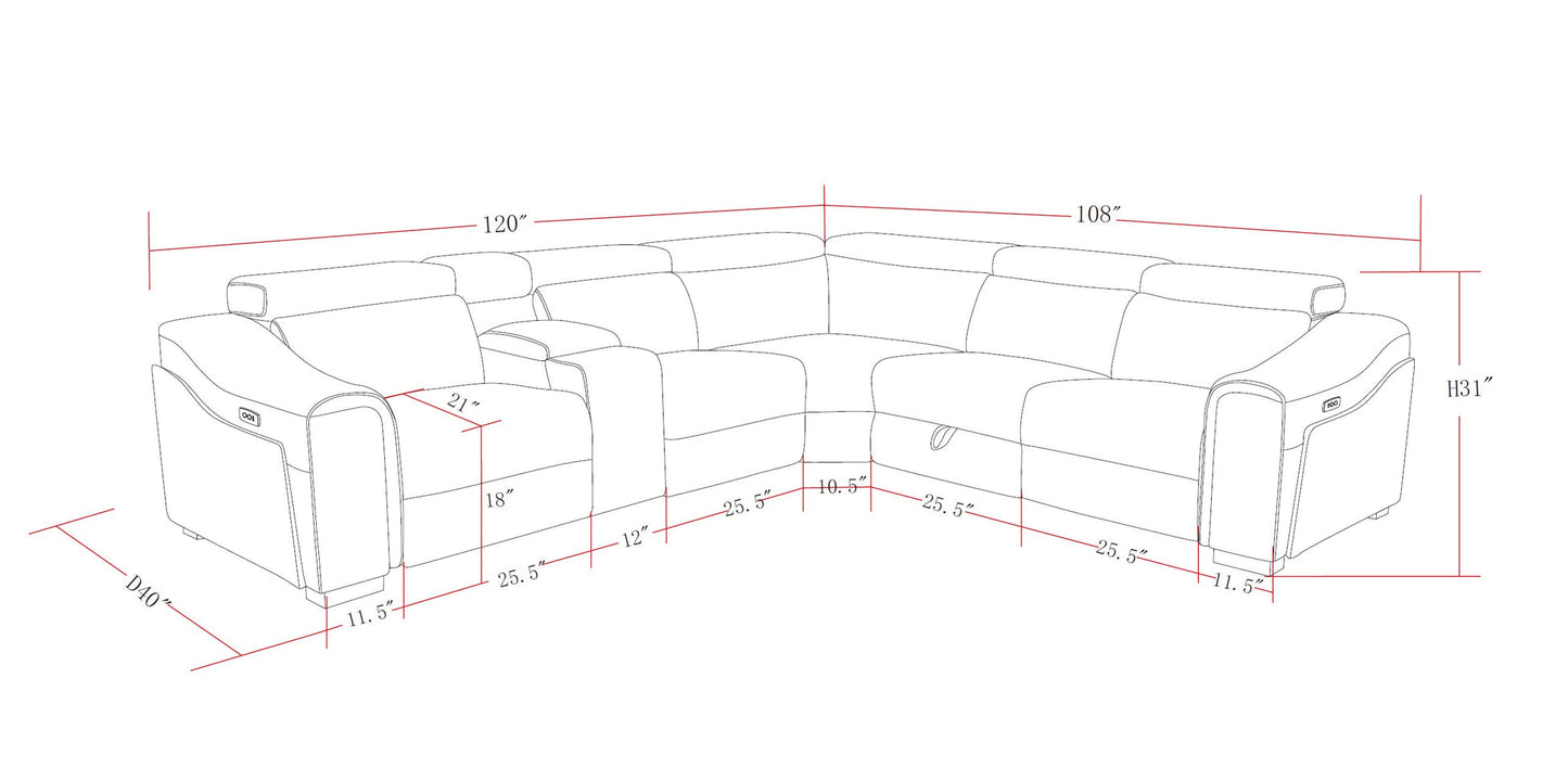 Yash Black Corduroy POWER Reclining Sectional S7033
