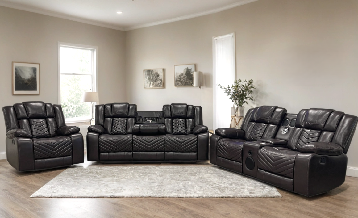 Ace Brown BLUETOOTH SUBWOOFER SPEAKER 3pc Reclining Set