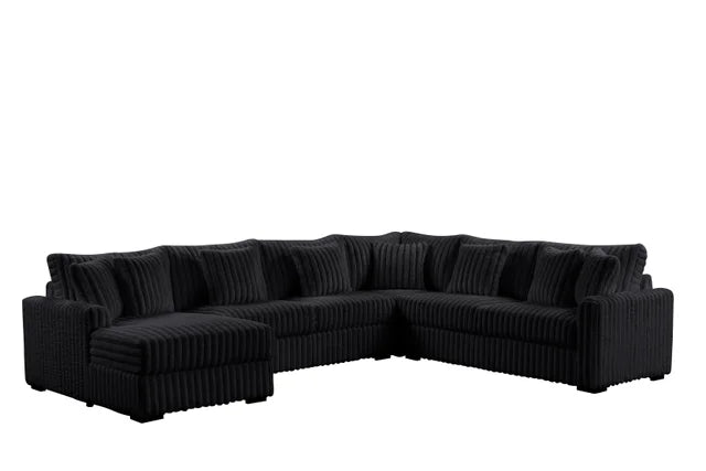 Solana Black Corduroy Fabric Sectional