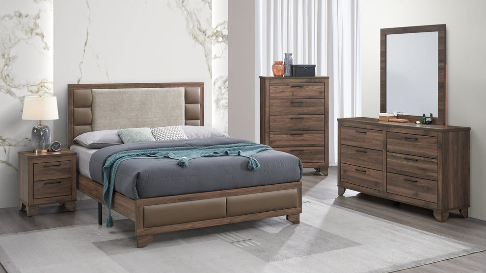 Mily Walnut Brown Panel Bedroom Set B8175