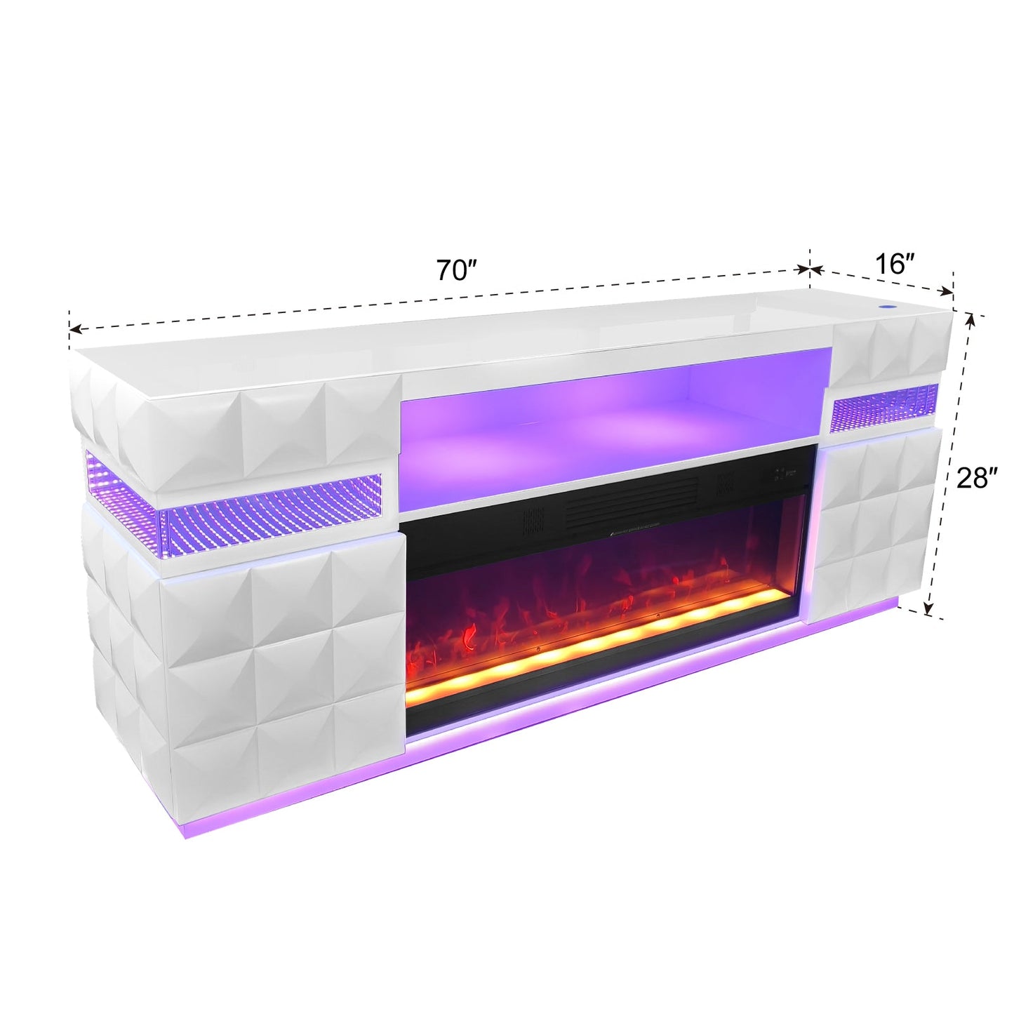 Alix White LED/BLUETOOTH SPEAKERS Smart Fireplace