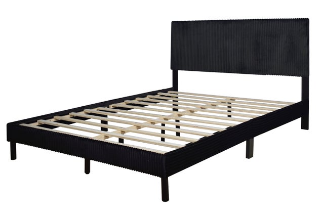 HH140 Black Cord Fabric King Platform Bed