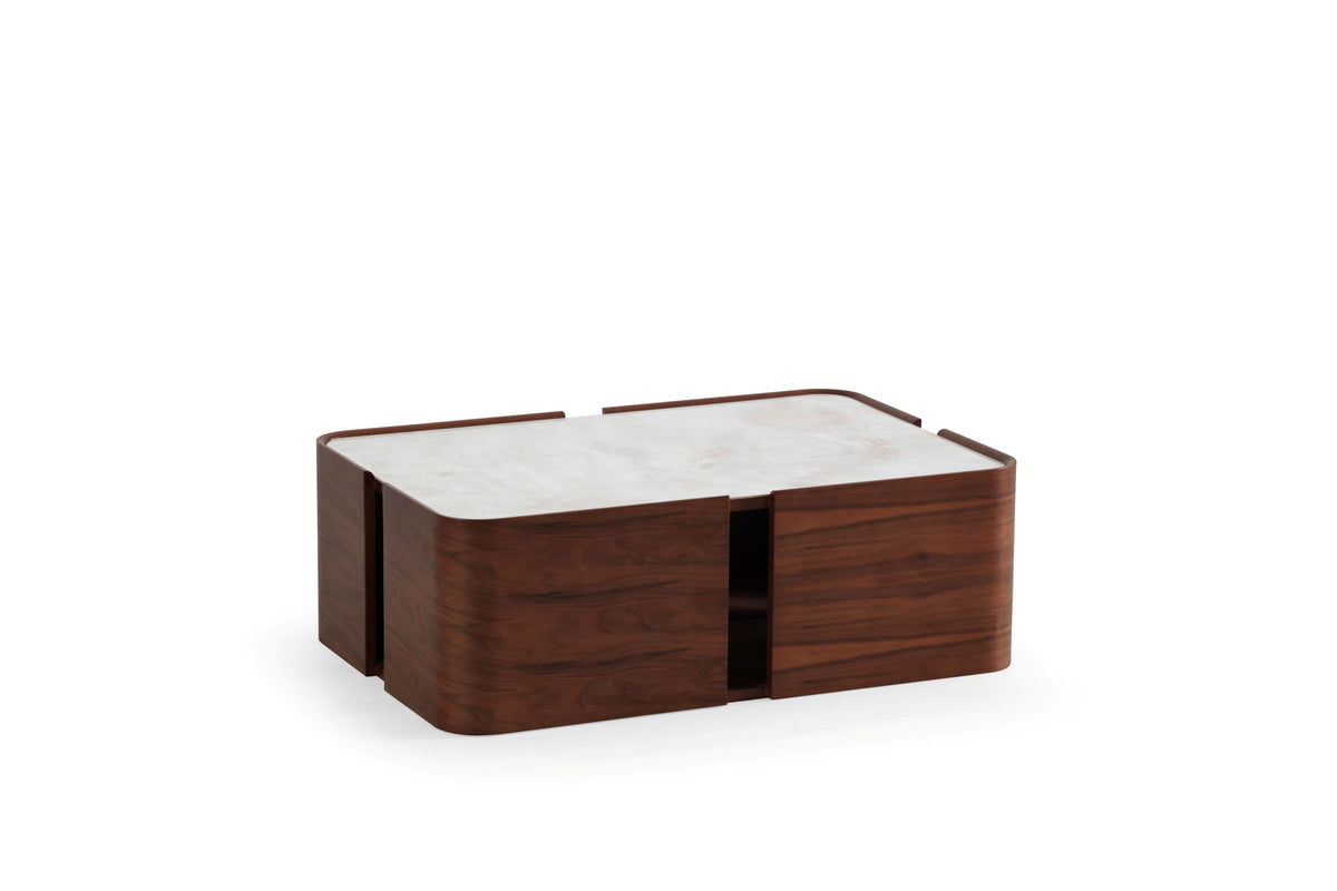 678 Walnut Marble Coffee Table