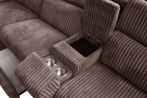 Yash Brown Corduroy POWER Reclining Sectional S7033