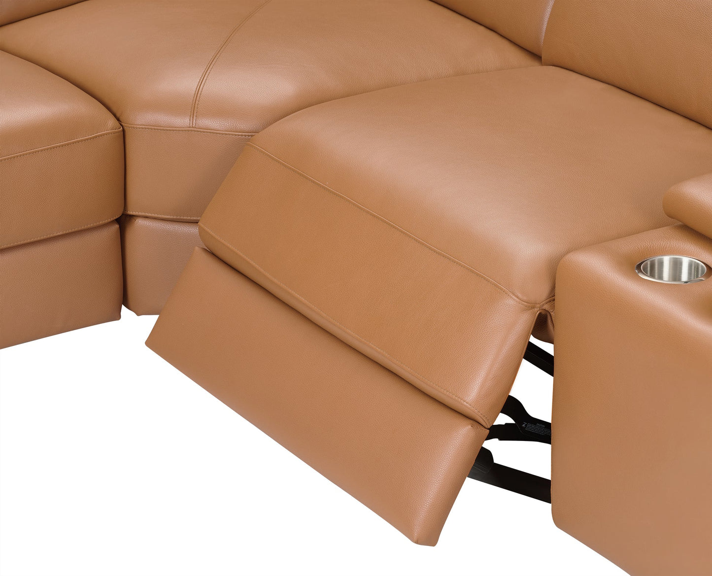 Picasso II Caramel 2-POWER Italian Leather 6pc Sectional MI633