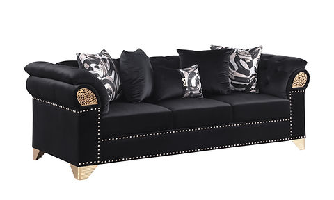 Emma Black Velvet Sofa and Loveseat S3600