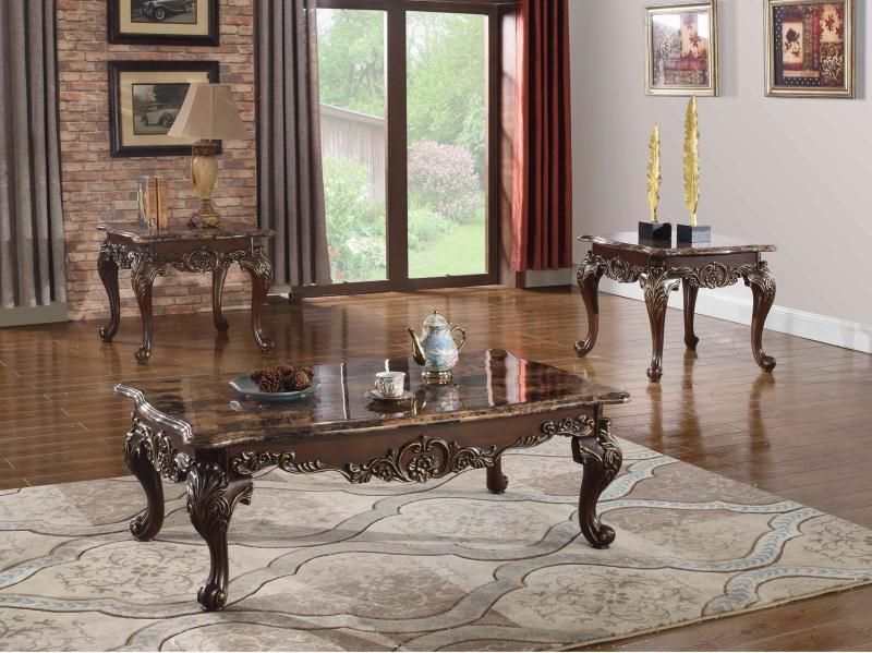 Giana Cherry Wood Finish Luxury Living Room Set